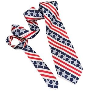 Vintage 70's Golden Clasp By Prince Consort Neck Tie American Flag USA Patriotic